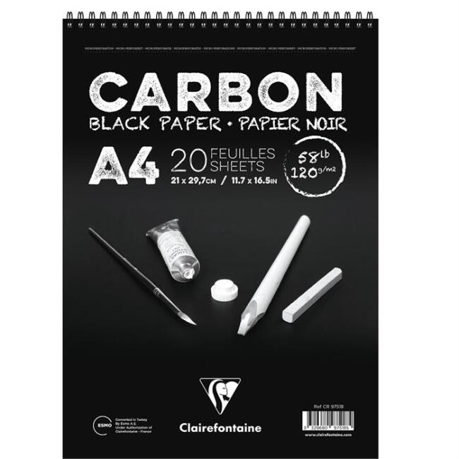 Clairefontaine Carbon Siyah Yaprak lı Çizim Defteri 120 g A4 20 Yaprak - 2