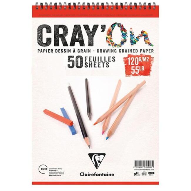 Clairefontaine Cray’On Üstten Spiralli Çizim Defteri 120 g A3 50 Yaprak - 1
