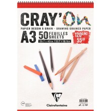 Clairefontaine Cray’On Yandan Spiralli Çizim Defteri 120 g A3 50 Yaprak - 1