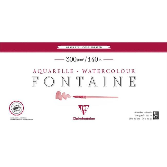 Clairefontaine Fontaine Cold Pres Sulu Boya Blok 20x40 cm 300 g10 Yaprak - 1