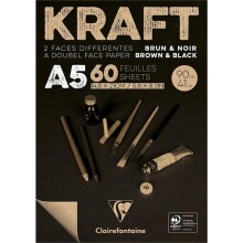 Clairefontaine Kraft Siyah Blok Defter A5 90 g Kahve 60 Yaprak - CLAIREFONTAINE