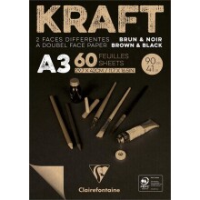 Clairefontaine Kraft İki Yüz’lü Defter Siyah-Kahve 90 g A3 60 Yaprak - CLAIREFONTAINE