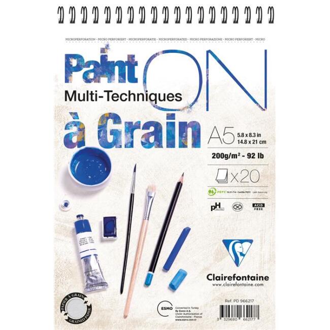 Clairefontaine Paint-On Çok Amaçlı Sanatsal Blok A5 200 g 20 Yaprak - 1