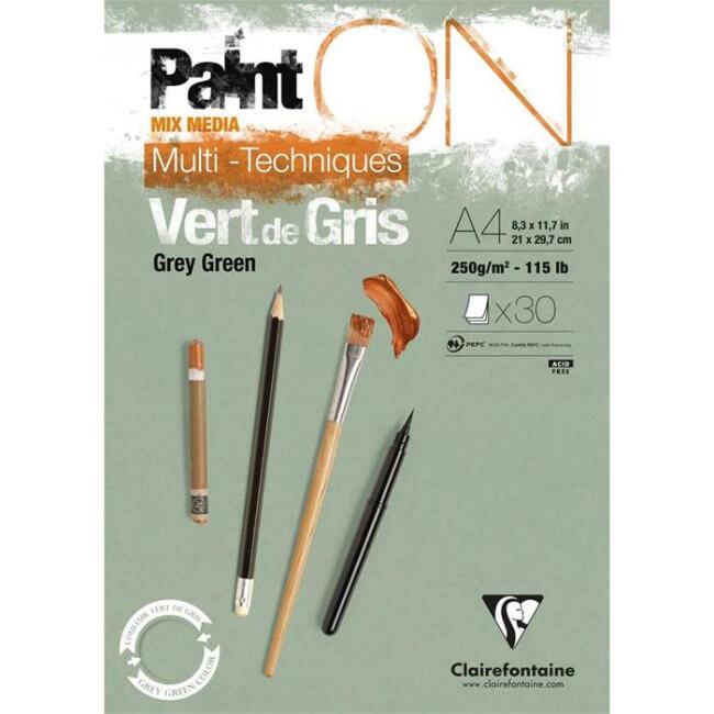 Clairefontaine Paint-On Grey Green A4 250 g 30 Yaprak - 2