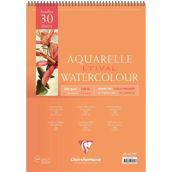 Clairefontaine Sulu Boya Blok Aquarelle Etival Cold Pres 300 g A3 30 Yaprak - 1