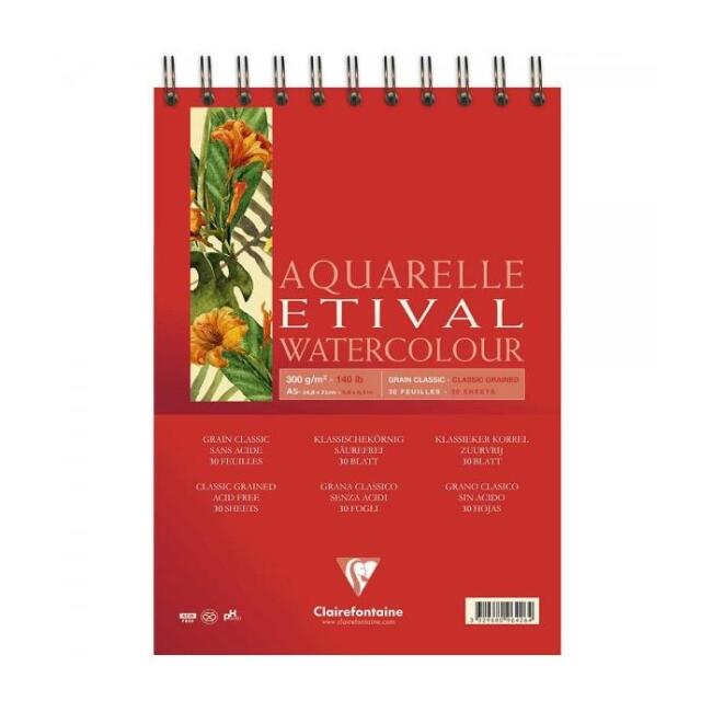 Clairefontaine Etival Aquarelblok 300g Mat - A5 (14,8 X 21 Cm), 10 Vellen, Zuurvrij & Geschikt Voor Alle Technieken
