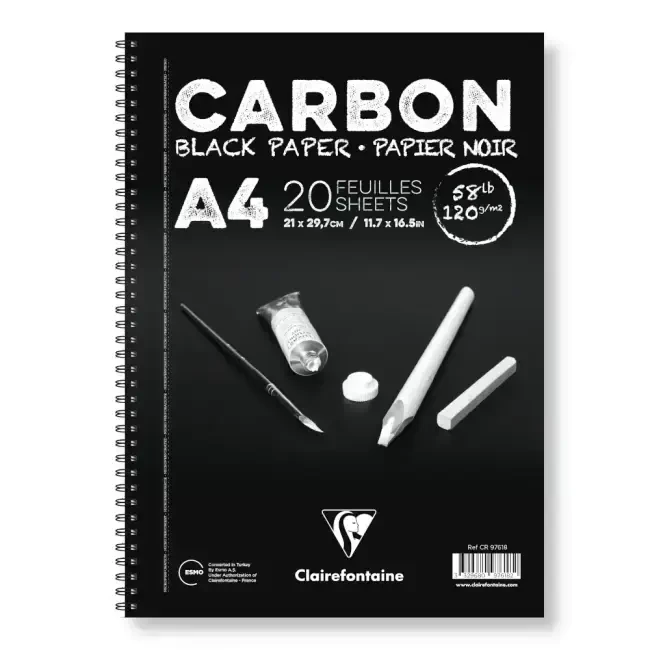 Clairefontane Carbon Siyah Yapraklı Çizim Defteri 120 g A4 20 Yaprak CR97618 - 1