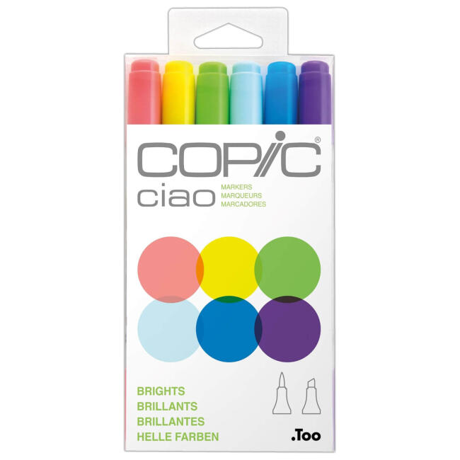 Copic Ciao Çift Taraflı Grafik Marker Set 6'lı Parlak Renkler 22075665 - 1