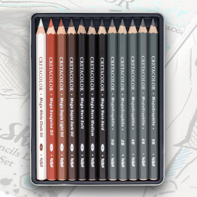 Cretacolor Mega Eskiz Kalem Seti 12’li - The X-Sketch - 2