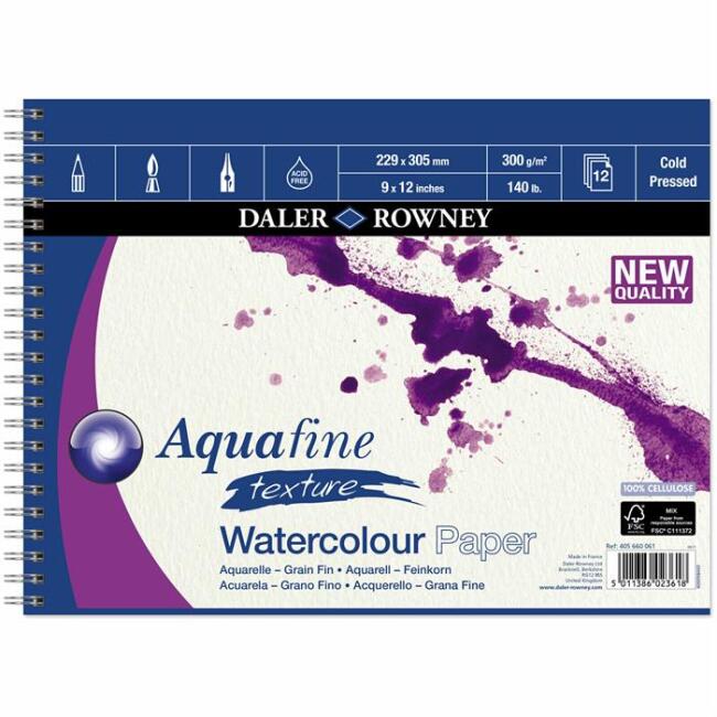 Daler Rowney Aquafine Cold Press Sulu Boya Defteri 300 g 22.9x20.5 cm 12 Yaprak - 1