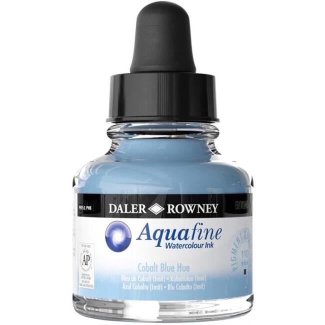 Daler Rowney Aquafine Ink 29,5 ml Sulu Boya Mürekkebi Cobalt Blue Hue 110 - 1
