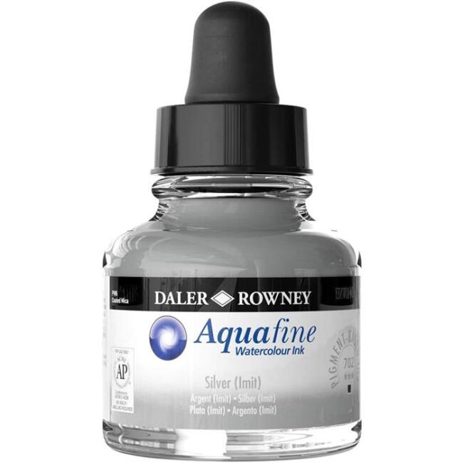 Daler Rowney Aquafine Ink 29.5 ml Sulu Boya Mürekkebi Silver Imit 702 - 3