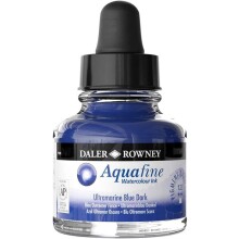 Daler Rowney Aquafine Ink 29.5 ml Sulu Boya Mürekkebi Ultramarine Blue Dark 123 - Daler Rowney