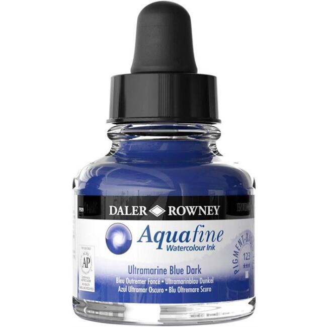 Daler Rowney Aquafine Ink 29.5 ml Sulu Boya Mürekkebi Ultramarine Blue Dark 123 - 1