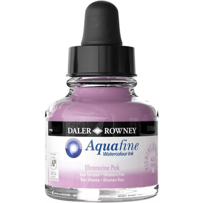 Daler Rowney Aquafine Ink 29,5 ml Sulu Boya Mürekkebi Ultramarine Pink 420 - 1