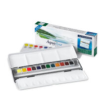 Daler Rowney Aquafine Metal Kutu Yarım Tablet Suluboya Seti 12li 131900333 - DALER ROWNEY