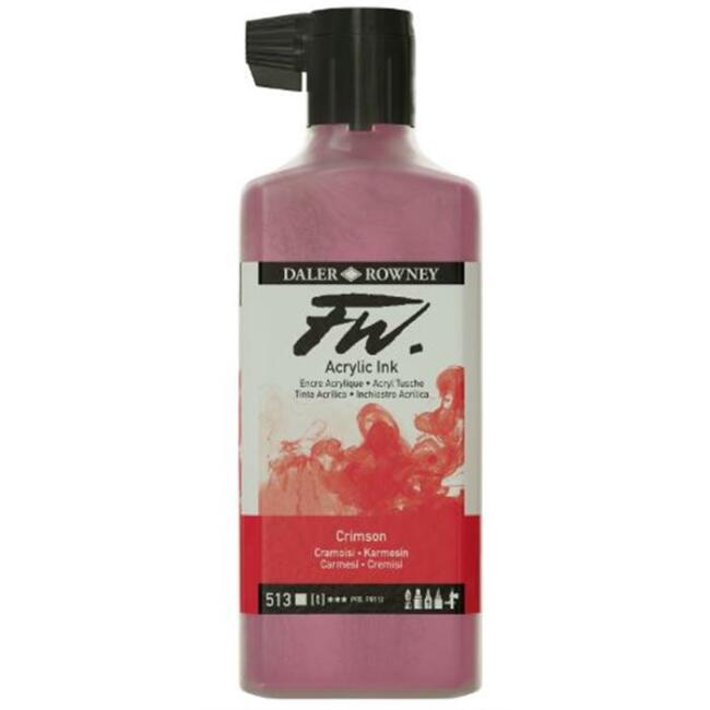 Daler Rowney Fw Acrylic Artist Ink 180 ml No:513 Crimson (Artist Akrilik Mürekkep) - 1