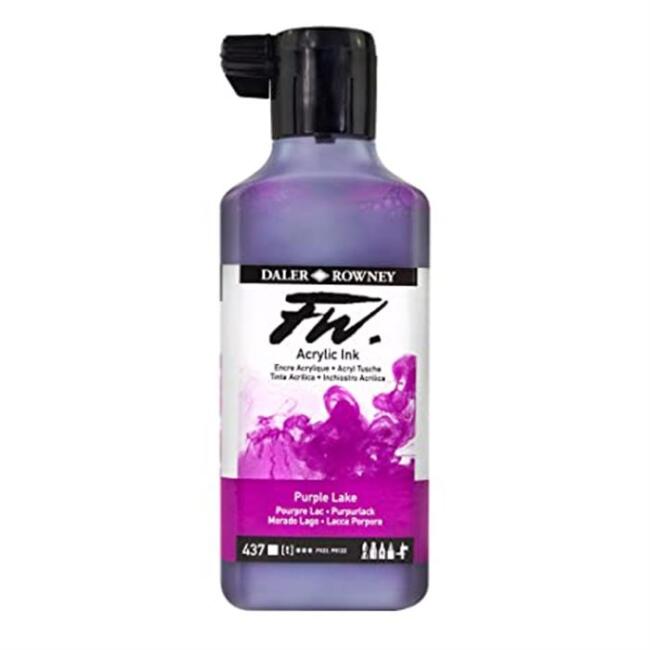 Daler Rowney Fw Acrylic Artist Ink 180 ml No:437 Purple Lake (Artist Akrilik Mürekkep) - 1