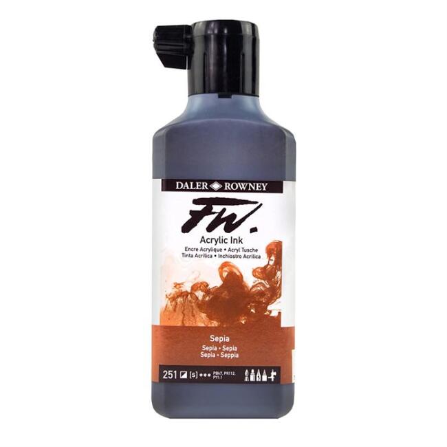 Daler Rowney Fw Artist Akrilik Mürekkep 180 ml Sepia 251 - 1