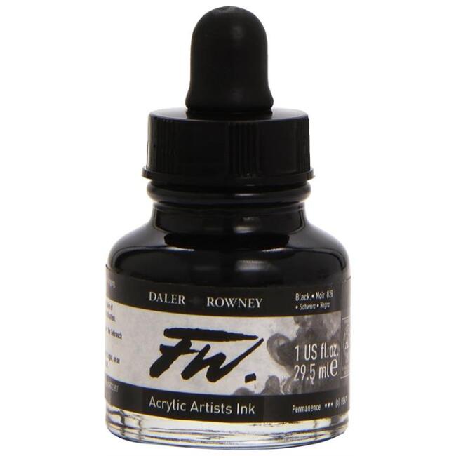 Daler Rowney FW Ink Likit Akrilik Mürekkep 29.5 ml Black (India) 2756 - 1