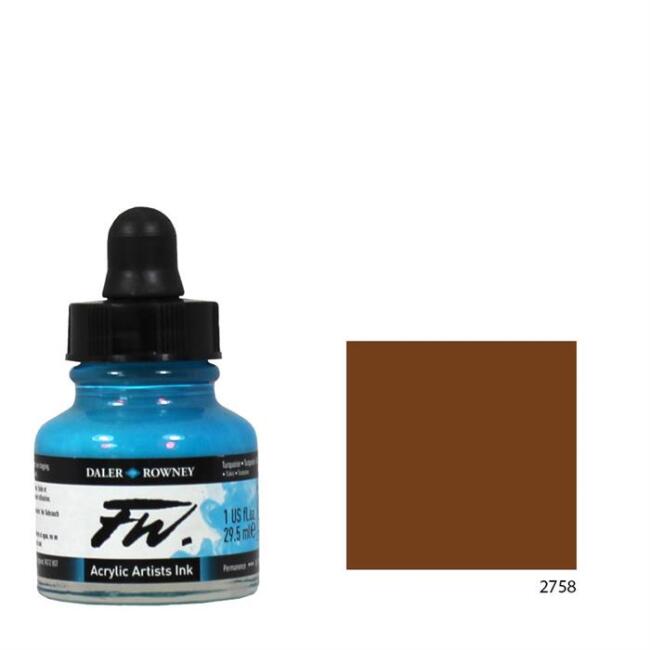 Daler Rowney Fw Ink Likit Akrilik Mürekkep 29.5 ml Burnt Umber 2223 - 1