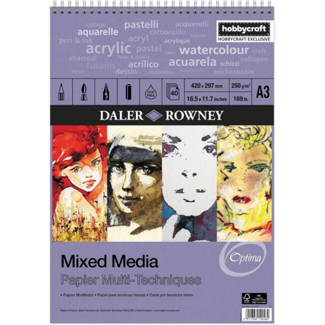 Daler Rowney Mixed Media Çok Amaçlı Sanatsal Blok 250 g A3 30 Yaprak - 1