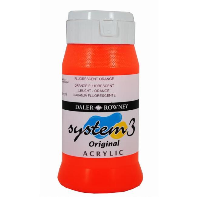 Daler Rowney System3 Akrilik Boya 500 ml Fluorescent Orange 653 - 2