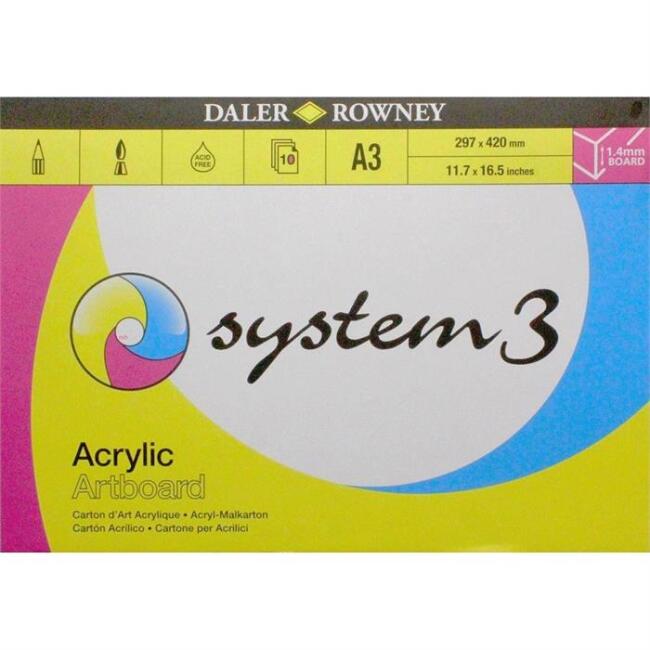 Daler Rowney System3 Acrylic Artboard Tuval Dokulu Karton 1.5 mm A3 10 Yaprak - 1