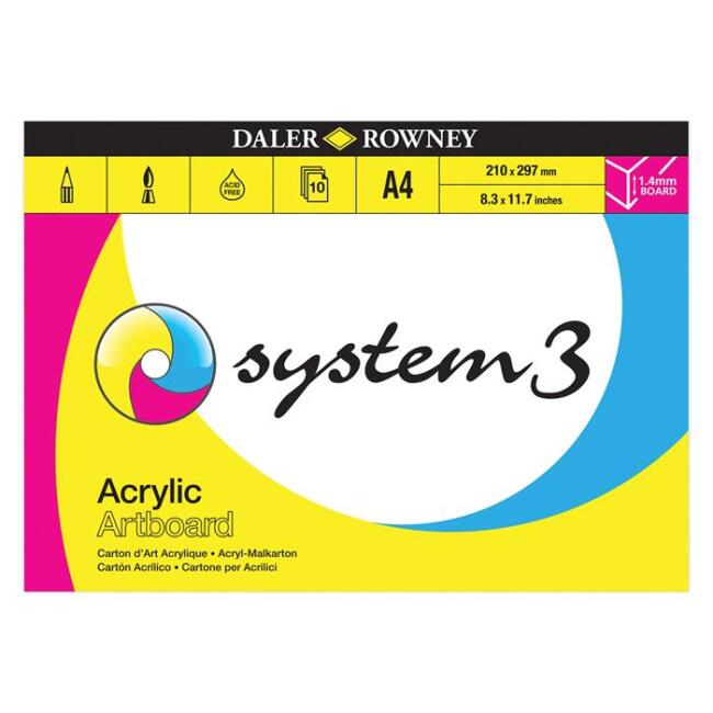 Daler Rowney System3 Acrylic Artboard Tuval Dokulu Karton 1.5 mm A4 10 Yaprak - 1