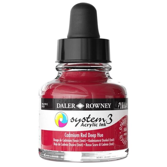 Daler Rowney System3 Acrylic Ink 29.5 ml Cadmium Red Deep Hue 504 - 1
