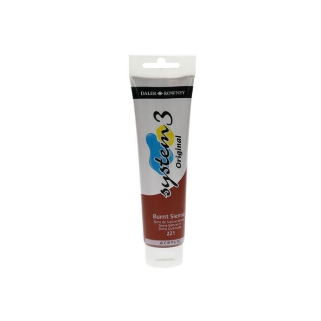 Daler Rowney System3 Akrilik Boya 150 ml Burnt Sienna 221 - 1
