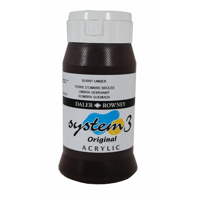 Daler Rowney System3 Akrilik Boya 500 ml Burnt Umber 223 - 1