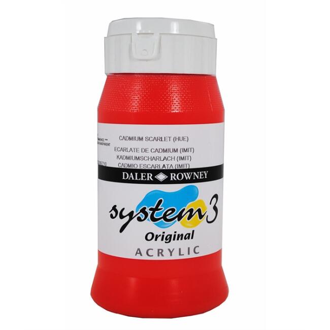 Daler Rowney System3 Akrilik Boya 500 ml Cadmium Scarlet Hue 511 - 1