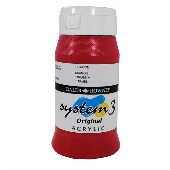 Daler Rowney System3 Akrilik Boya 500 ml Crimson 513 - 1