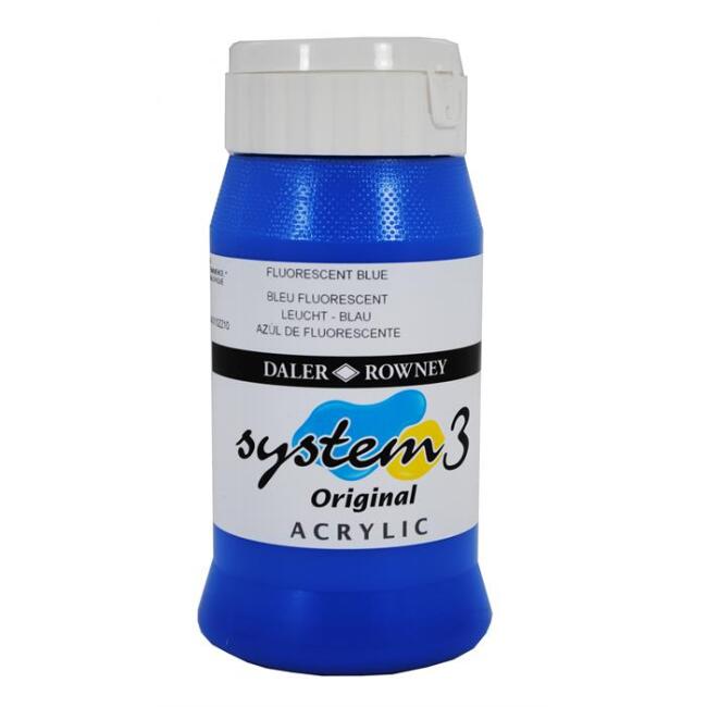 Daler Rowney System3 Akrilik Boya 500 ml Fluorescent Blue 100 - 1