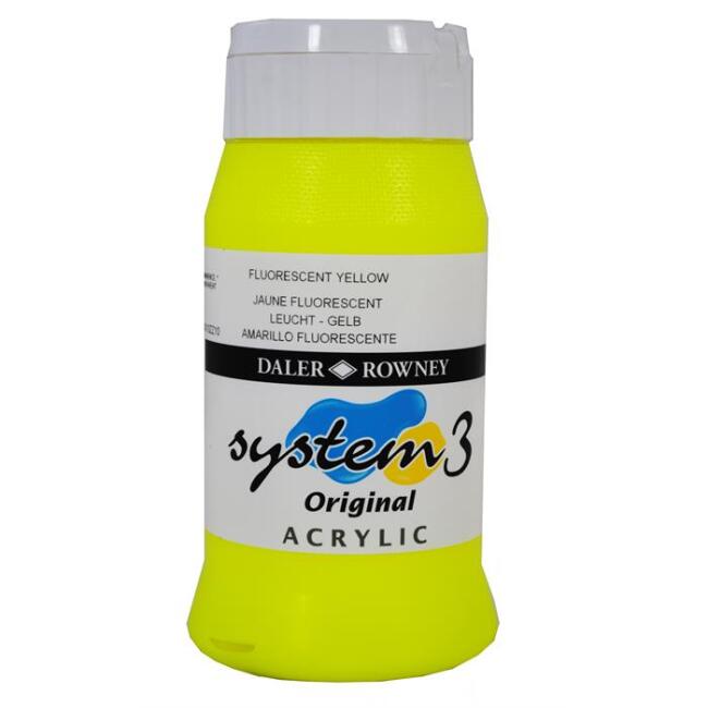 Daler Rowney System3 Akrilik Boya 500 ml Fluorescent Yellow 681 - 1