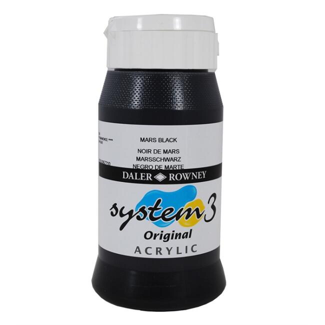 Daler Rowney System3 Akrilik Boya 500 ml Mars Black 36 - 1