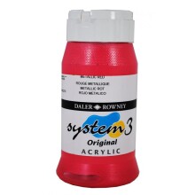 Daler Rowney System3 Akrilik Boya 500 ml Metallic Red 720 - Daler Rowney