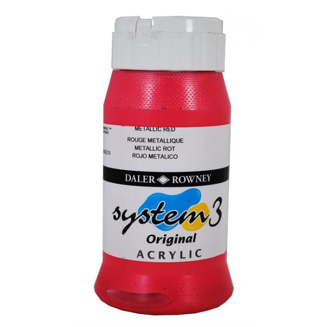 Daler Rowney System3 Akrilik Boya 500 ml Metallic Red 720 - 1