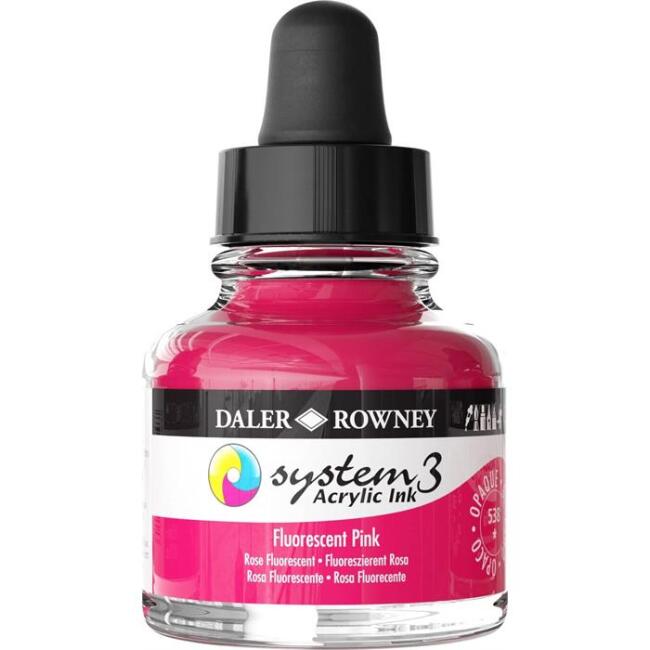Daler Rowney System3 Akrilik Mürekkep 29.5 ml Fluorescent Pink 538 - 1