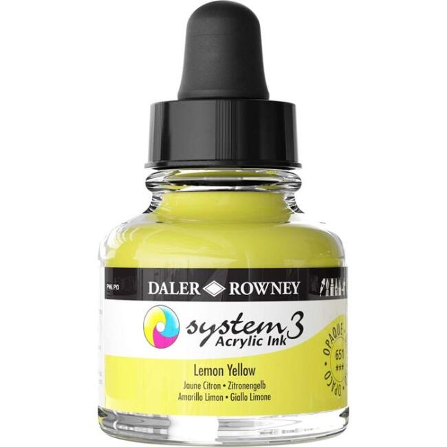 Daler Rowney System3 Akrilik Mürekkep 29.5 ml Lemon Yellow 651 651 - 1