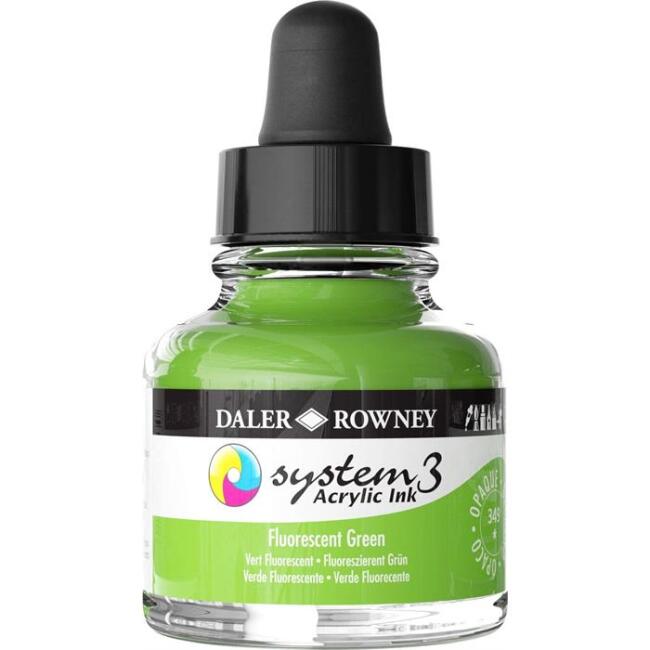 Daler Rowney System3 Ink Akrilik Mürekkep 29.5 ml Fluorescent Green - 1