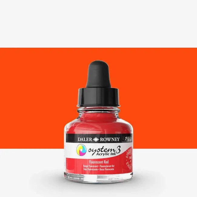 Daler Rowney System3 Akrilik Mürekkep 29.5 ml Fluorescent Red 544 - Daler Rowney