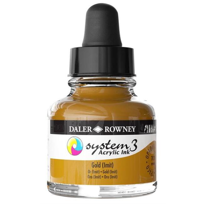 Daler Rowney System3 Sıvı Akrilik Mürekkep Boya 29.5 ml Gold Imit 701 - 2