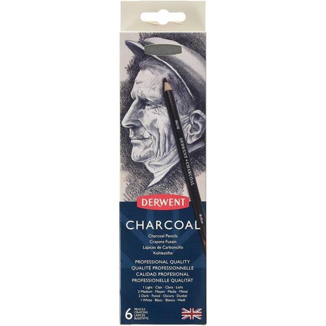 Derwent Charcoal Pencil 6’lı Teneke Kutu - 1