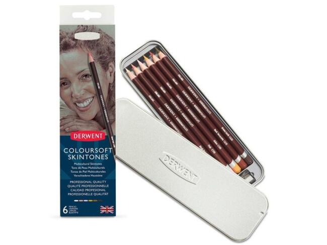 Derwent Coloursoft Kuru Boya Kalemi Ten Renk Seti Metal Kutu 6'lı - 2