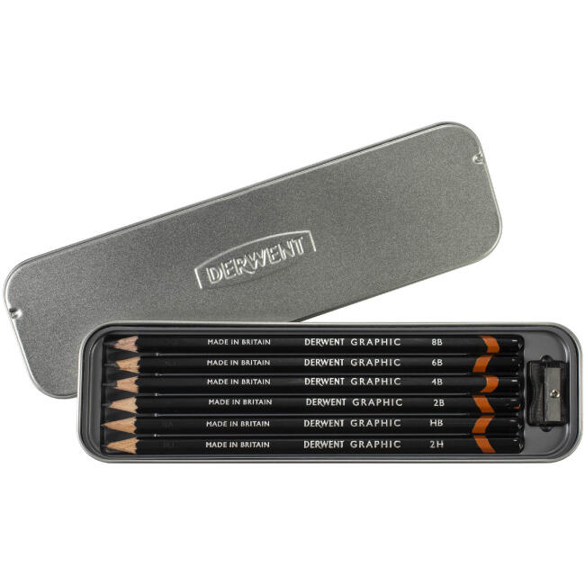 Derwent Graphic Dereceli Kurşun Kalem Seti 6’lı 2H-8B Kurşun Kalemtraş Hediyeli 0700835 - 2