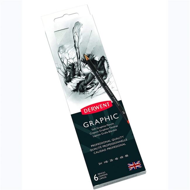 Derwent Graphic Dereceli Kurşun Kalem Seti 6’lı 2H-8B Kurşun Kalemtraş Hediyeli 0700835 - 1