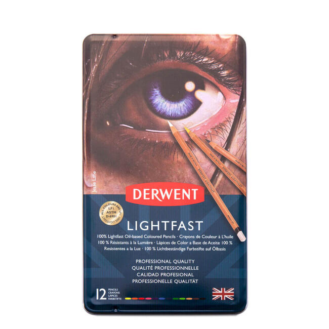 Derwent Lightfast Yağ Bazlı Kuruboya Seti 12'li 2302719 - 1
