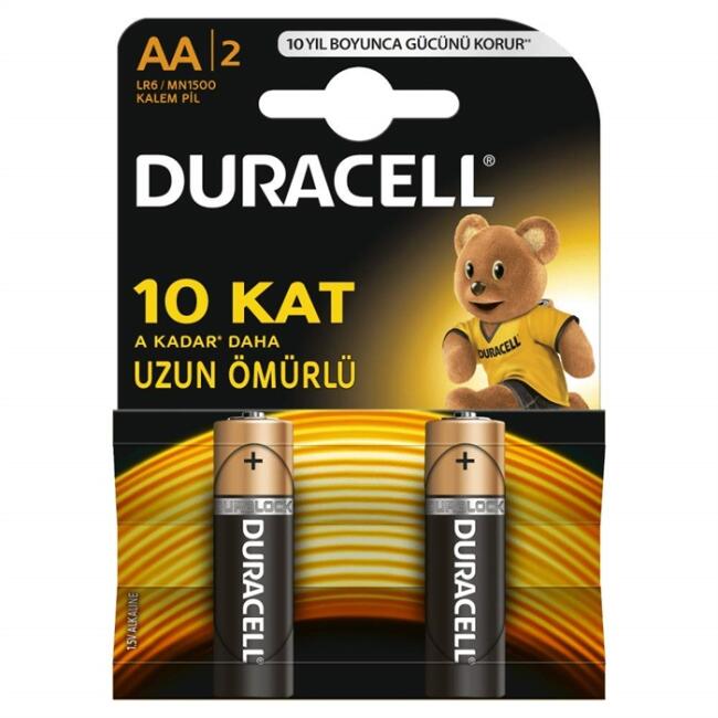 Duracell AA Kalem Pil 2’li - 1,5 volt - 1
